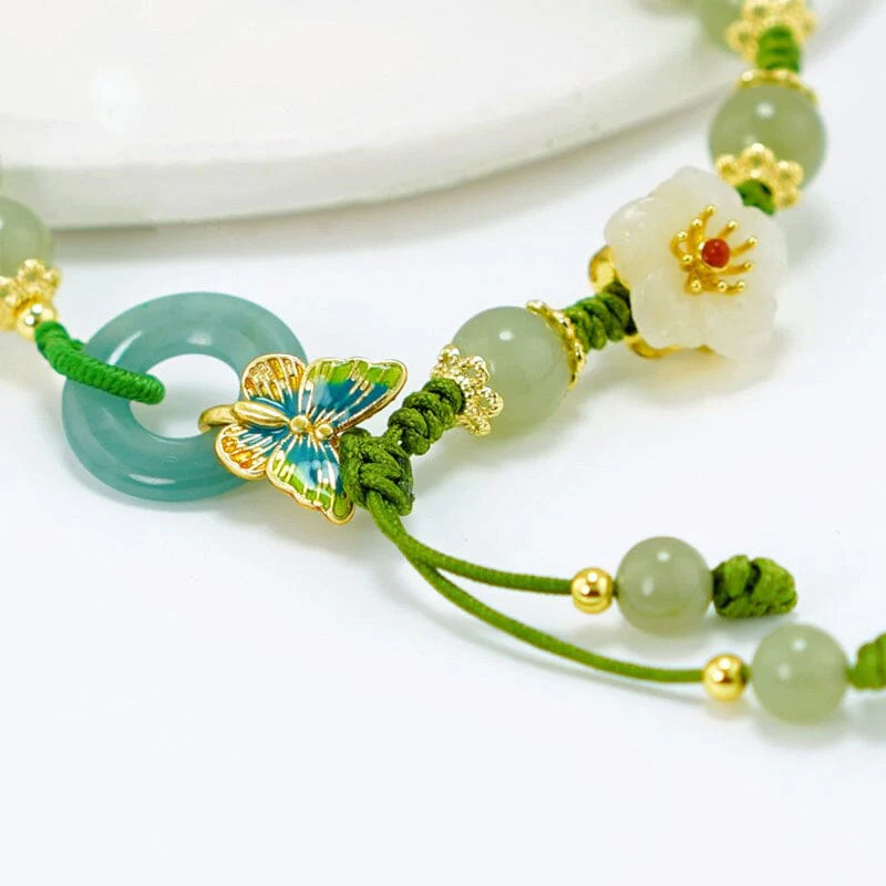 Butterfly Natural Emerald Jade Stone Bracelet - Image 10