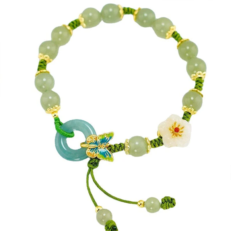 Butterfly Natural Emerald Jade Stone Bracelet - Image 11