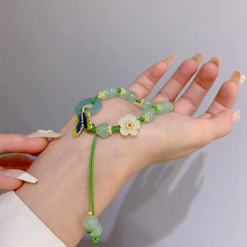 Butterfly Natural Emerald Jade Stone Bracelet - Image 4
