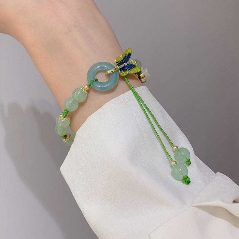 Butterfly Natural Emerald Jade Stone Bracelet - Image 5
