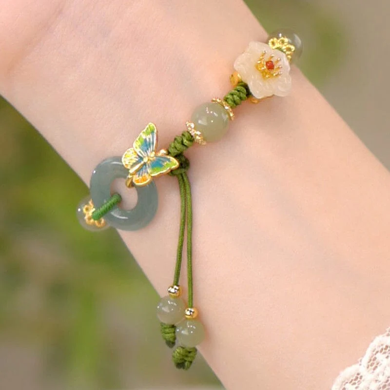 Butterfly Natural Emerald Jade Stone Bracelet - Image 7