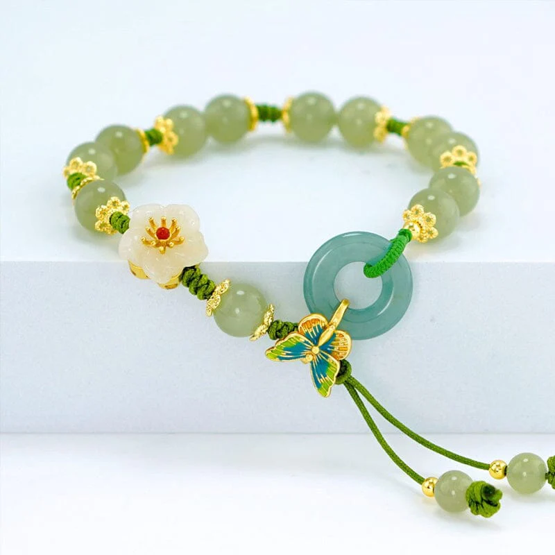 Butterfly Natural Emerald Jade Stone Bracelet - Image 8