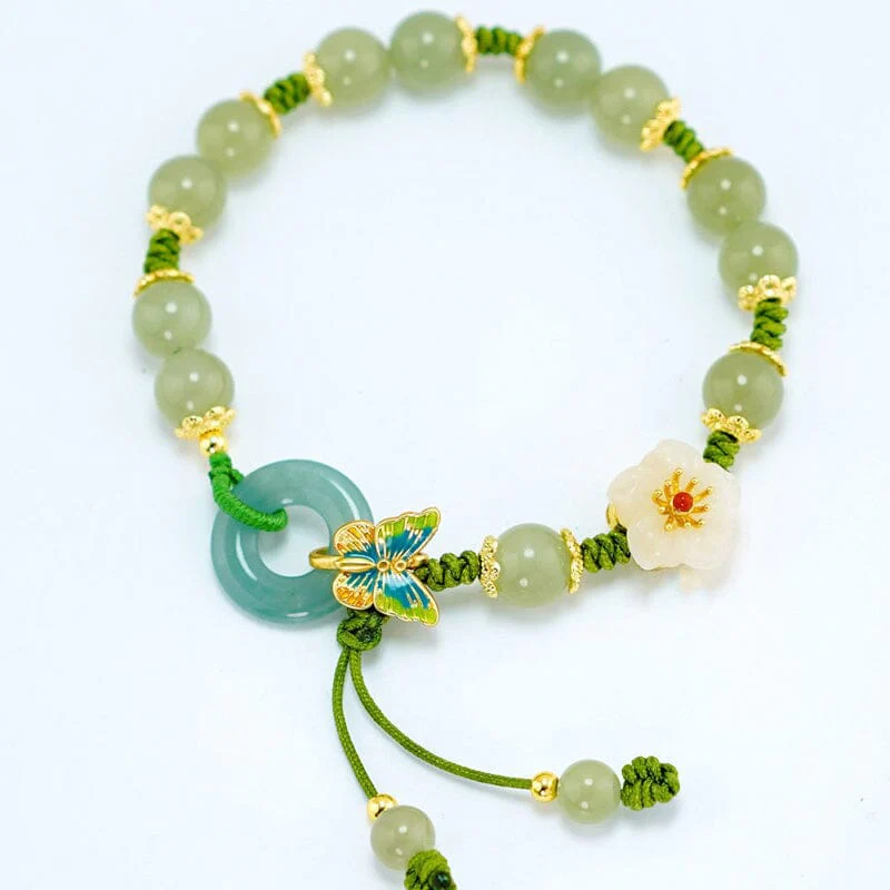 Butterfly Natural Emerald Jade Stone Bracelet - Image 9
