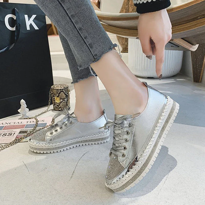 DIAMOND SILVER LEATHER SNEAKERS - Image 10