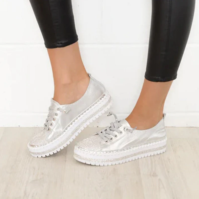 DIAMOND SILVER LEATHER SNEAKERS - Image 4