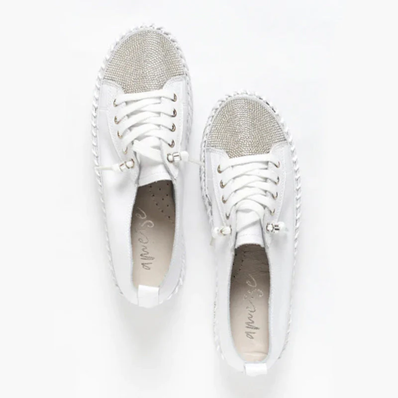DIAMOND SILVER LEATHER SNEAKERS - Image 8