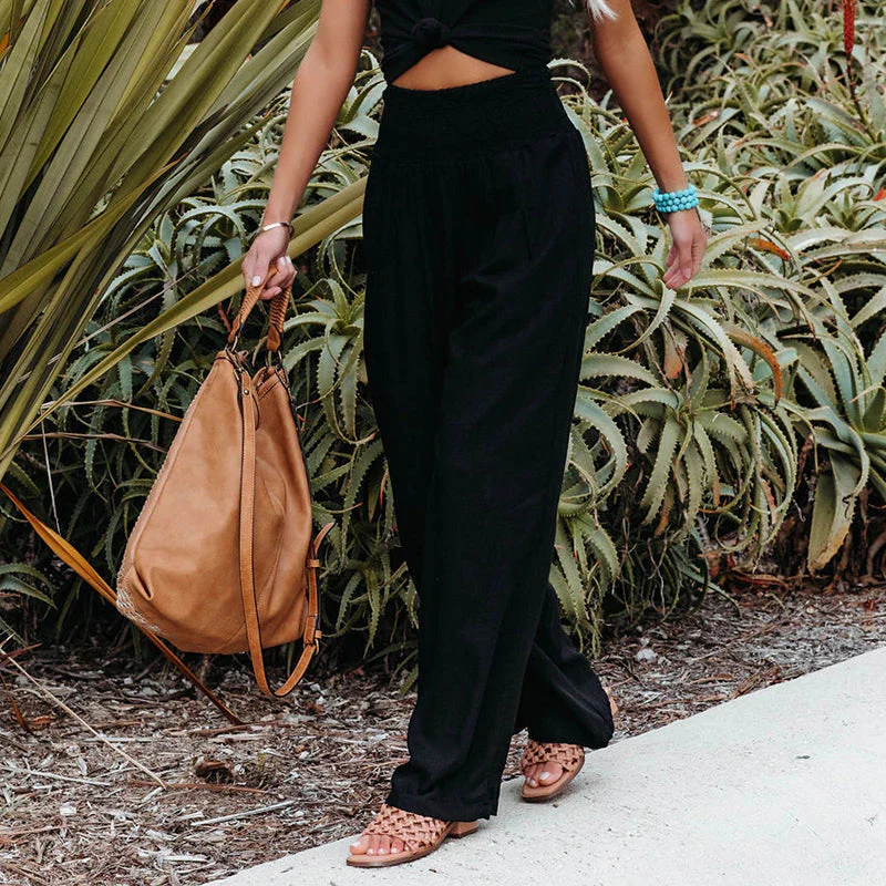 Fresh Air Linen Blend Pocketed Smocked Pants - Image 11