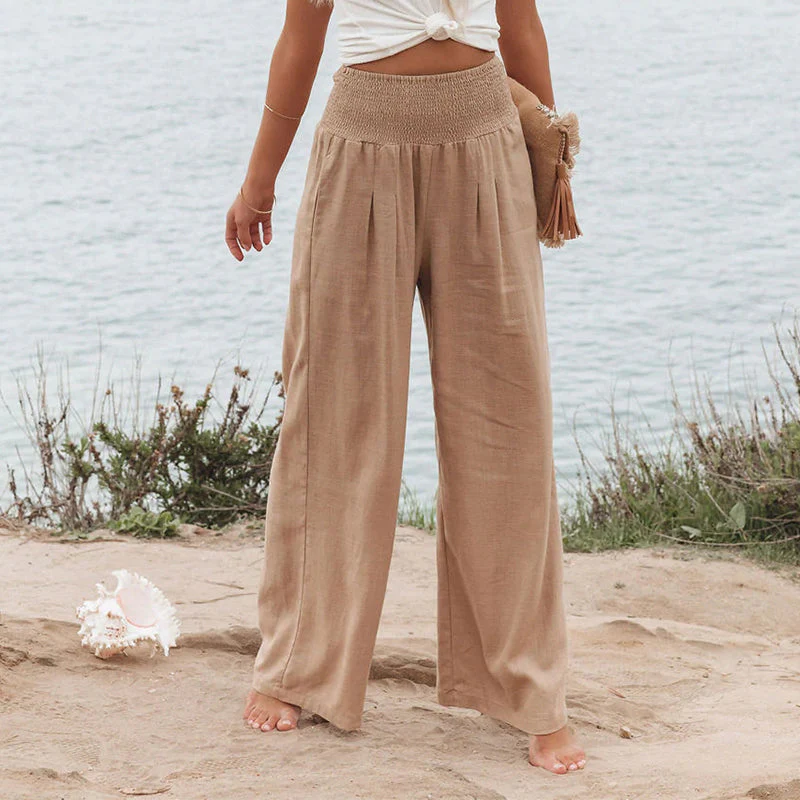 Fresh Air Linen Blend Pocketed Smocked Pants - Image 3