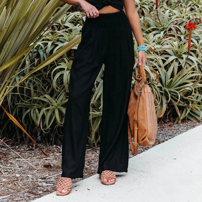 Fresh Air Linen Blend Pocketed Smocked Pants - Image 9