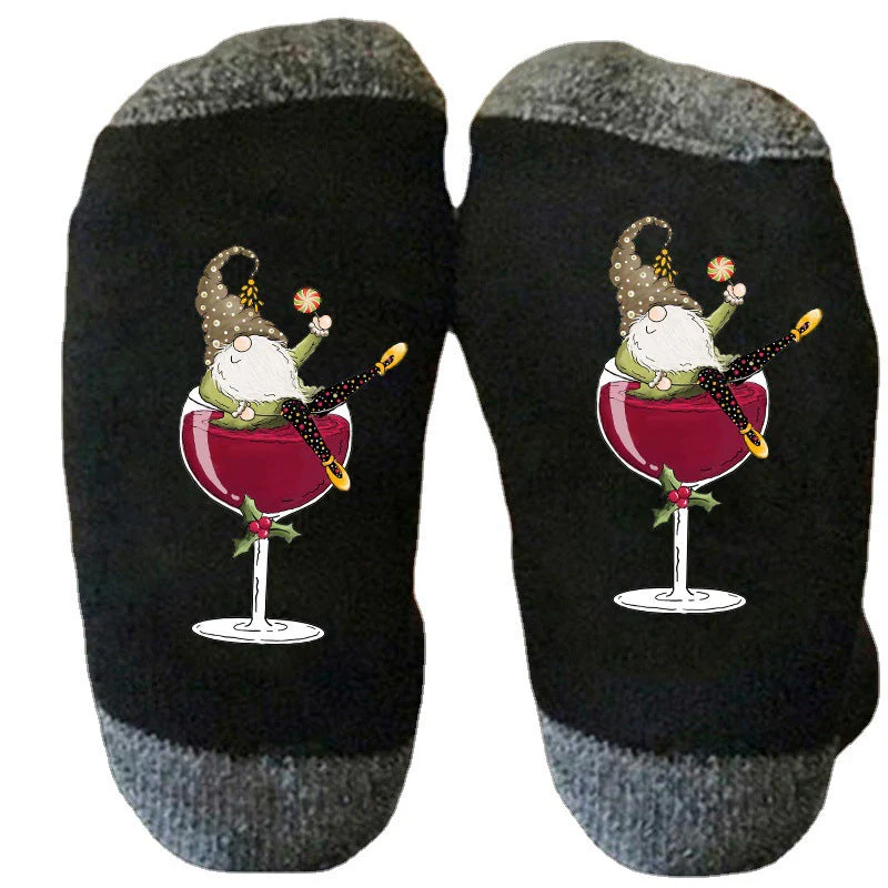 Gnome Wine Glass Unisex Crew Socks - Image 4