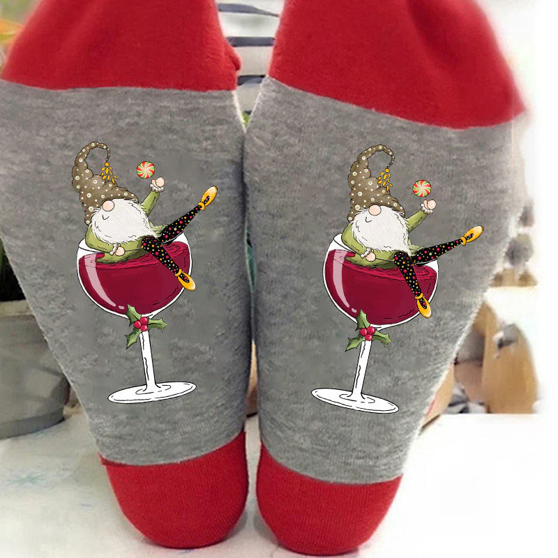 Gnome Wine Glass Unisex Crew Socks - Image 6