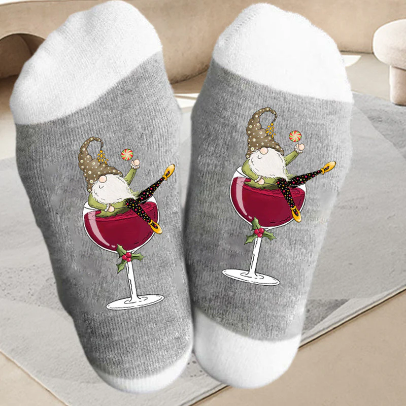 Gnome Wine Glass Unisex Crew Socks - Image 8