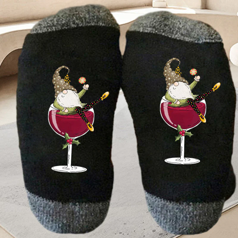 Gnome Wine Glass Unisex Crew Socks - Image 9