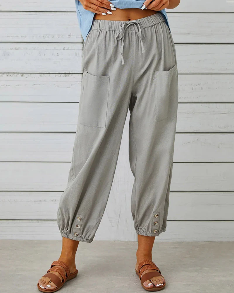 High waist button nine points pants - Image 4