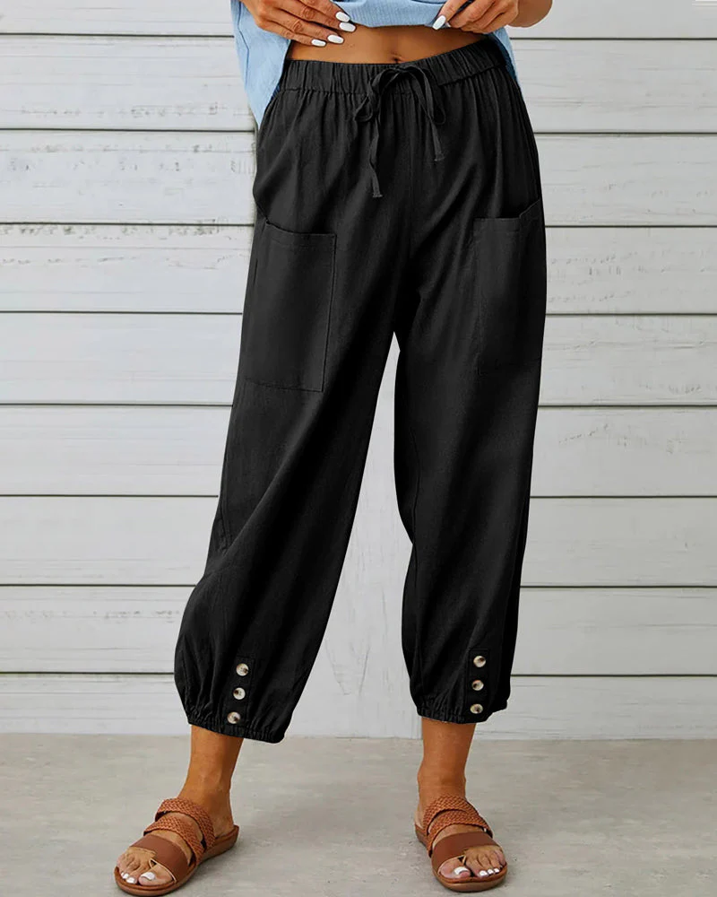 High waist button nine points pants - Image 6