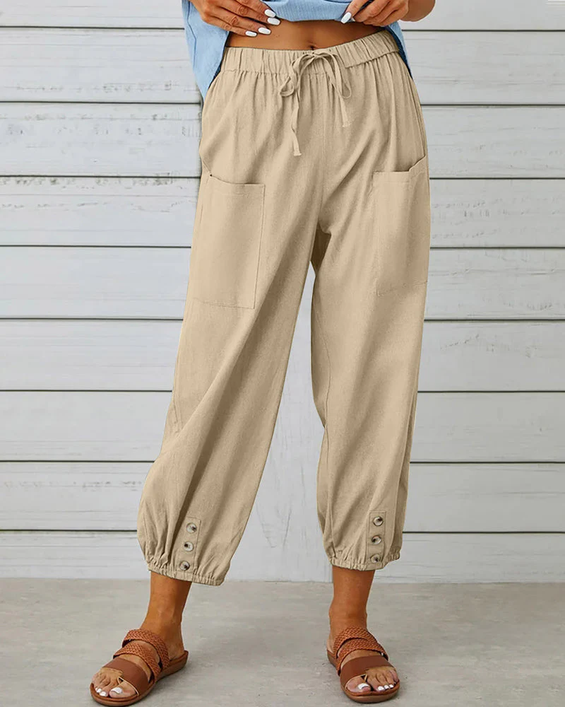 High waist button nine points pants - Image 8