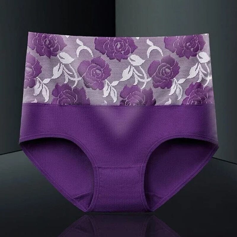 High Waist Cotton Print Flower Briefs - Image 11