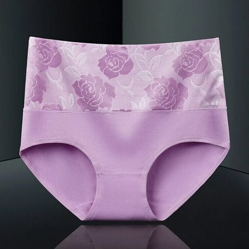 High Waist Cotton Print Flower Briefs - Image 21