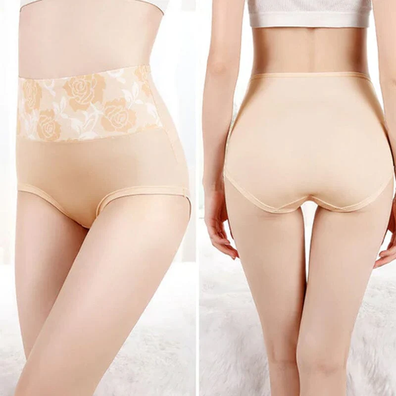 High Waist Cotton Print Flower Briefs - Image 6