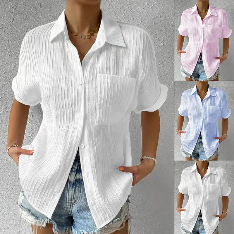 Lady Comfortable plain shirt with pockets - Image 7