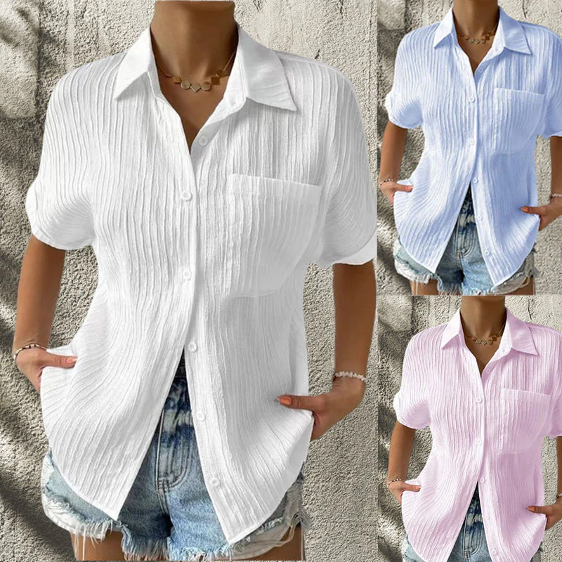 Lady Comfortable plain shirt with pockets - Image 8