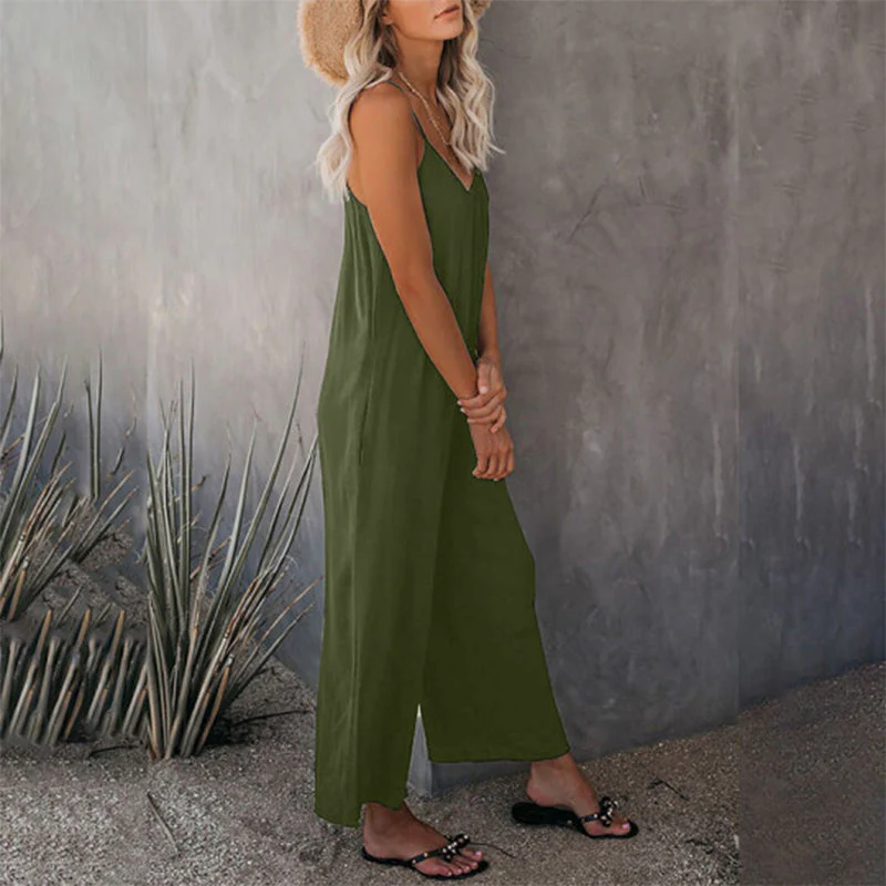 Loose Sleeveless Strap Stretchy Jumpsuit - Image 3