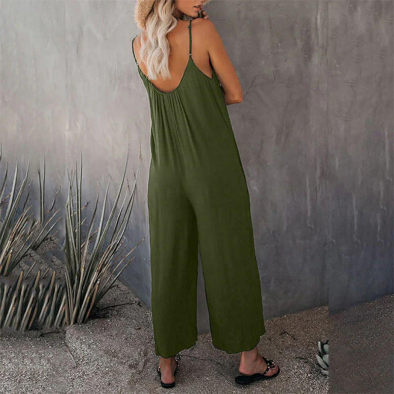 Loose Sleeveless Strap Stretchy Jumpsuit - Image 4