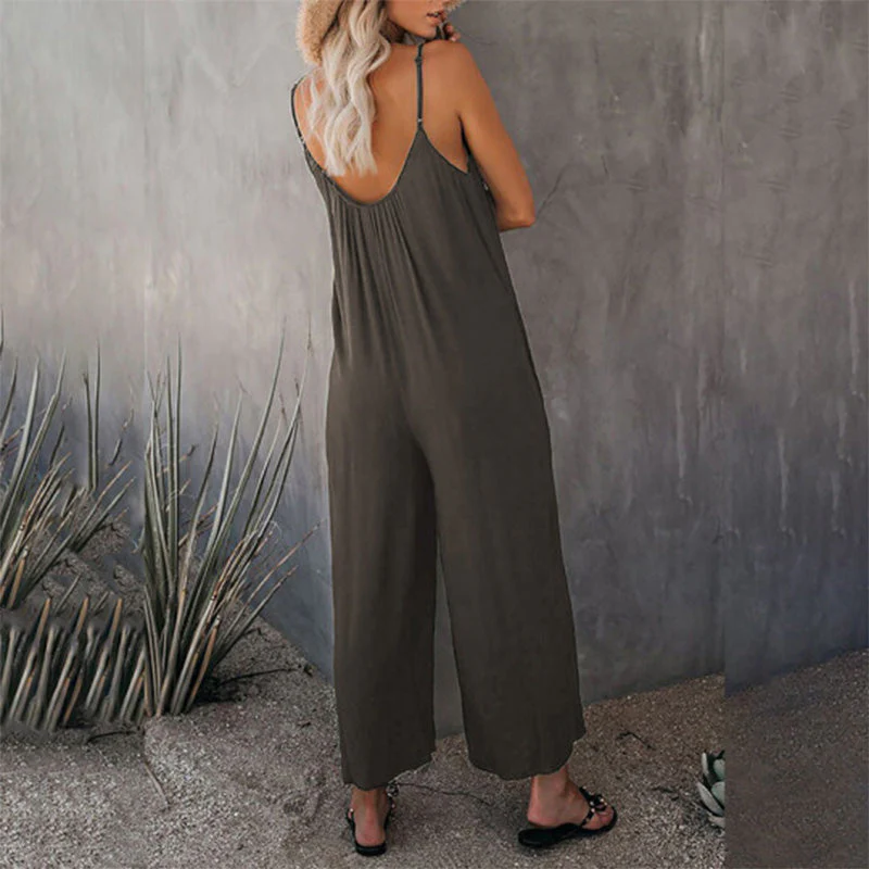 Loose Sleeveless Strap Stretchy Jumpsuit - Image 7
