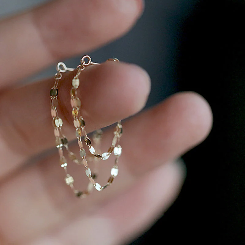 Sequins Chain Tassel Earrings - Image 3