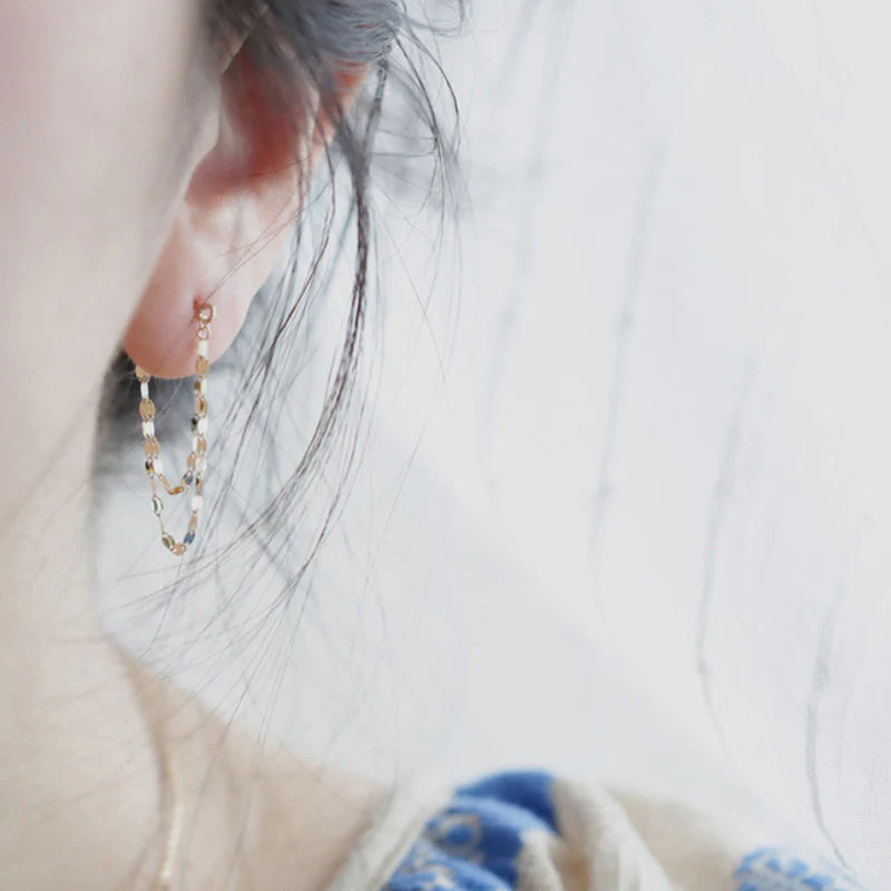 Sequins Chain Tassel Earrings - Image 5