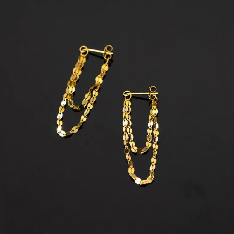 Sequins Chain Tassel Earrings - Image 9