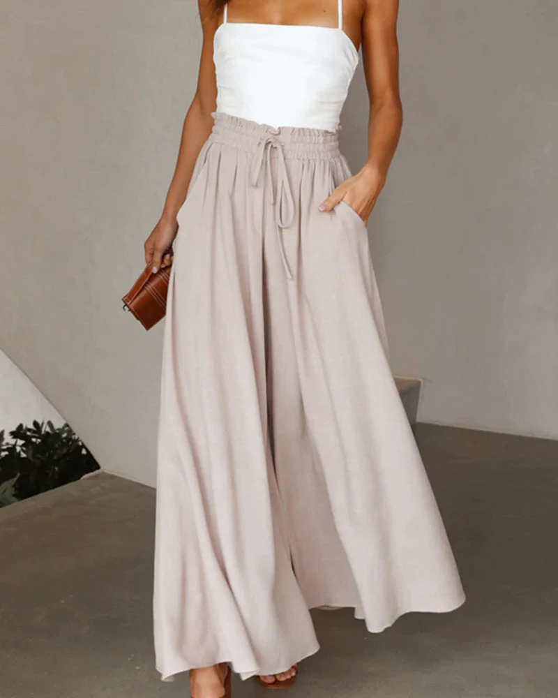 Solid Color High Waist Pants - Image 10