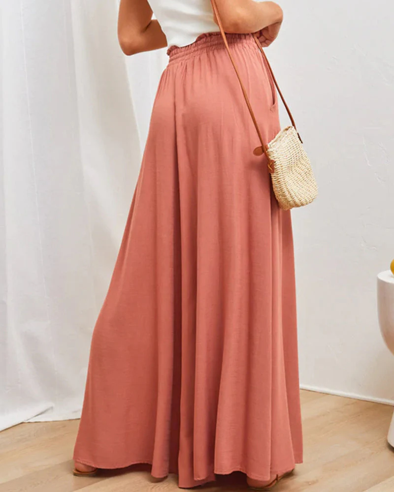 Solid Color High Waist Pants - Image 5