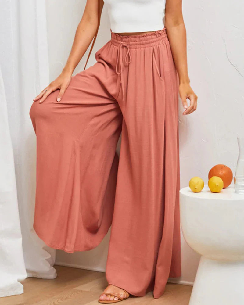 Solid Color High Waist Pants - Image 9