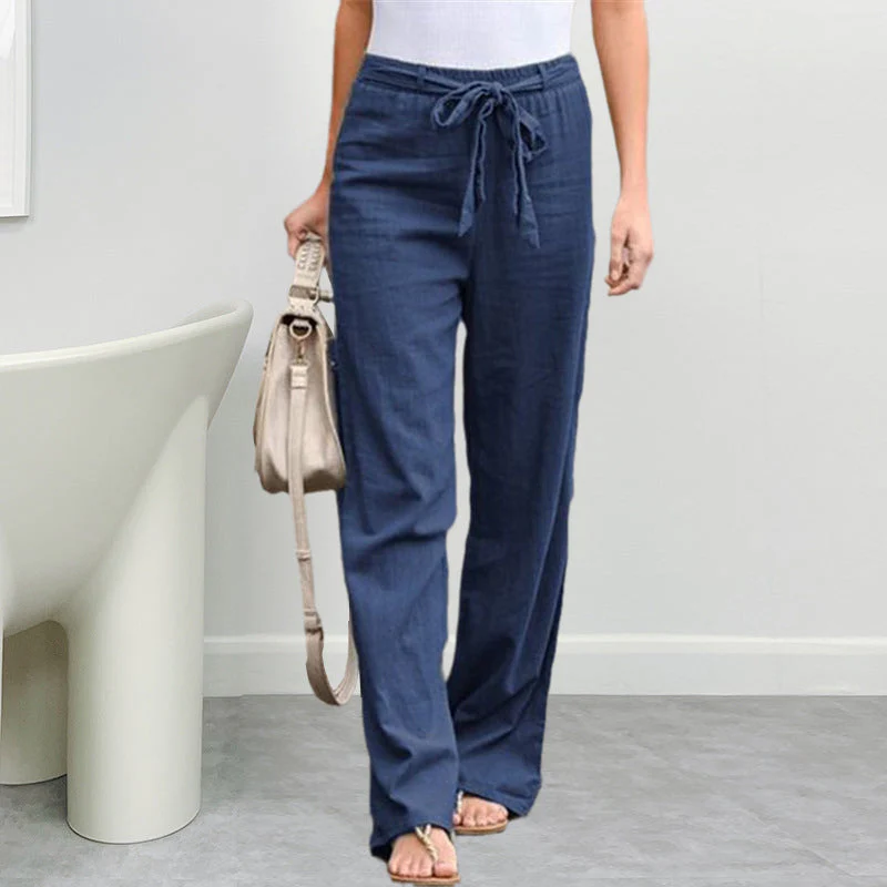 Summer Elastic Lace Up Straight Pants - Image 16