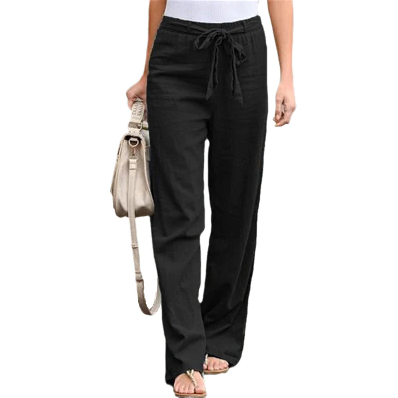 Summer Elastic Lace Up Straight Pants - Image 7