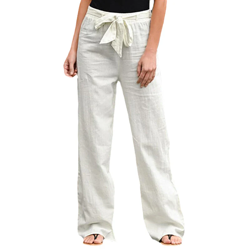 Summer Elastic Lace Up Straight Pants - Image 8