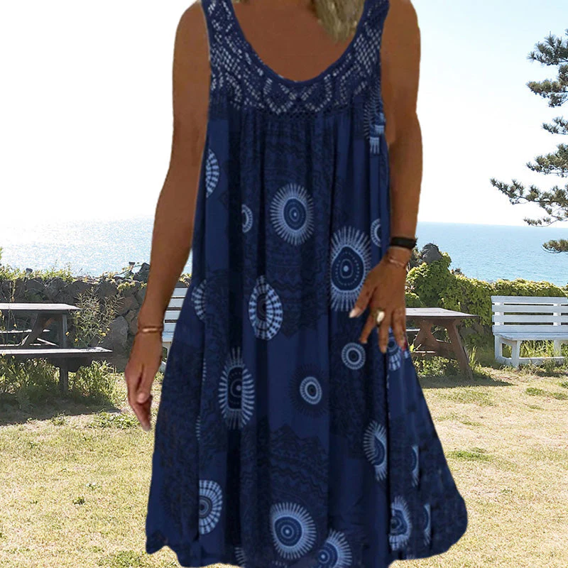 Women Summer O-Neck Sleeveless Print Dress - Image 7