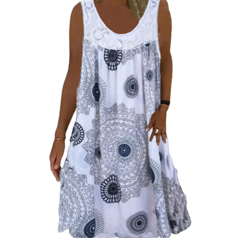 Women Summer O-Neck Sleeveless Print Dress - Image 8